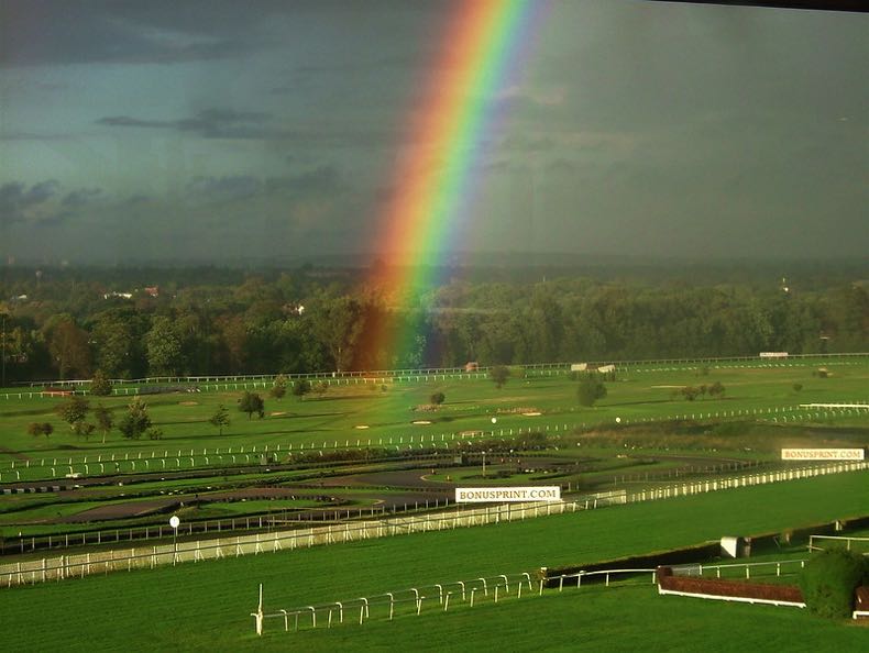 A rainbow over Sandown Racecourse